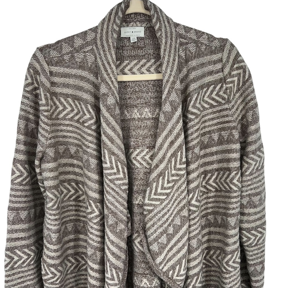 Lucky Brand Geo Stitch Cardigan Sweater size L - Picture 3 of 12